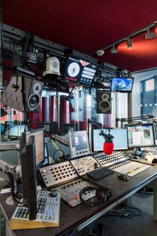 Radio studio, New Broadcasting House, Portland Place, Marylebone, London, 2016. Creator: Chris Redgrave
