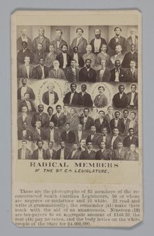 Radical Members of the South Carolina Legislature, 1868. Creator: Unknown