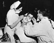 Radium treatment to cure a nasal infection, France, c1947-1951