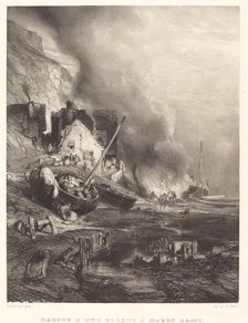Radoub d'une Barque à la Marée Basse (Refitting of a Ship at Low Tide), 1833. Creator: Eugene Isabey