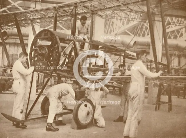 'RAF Apprentices Rigging a Plane at the Technical School, Halton', Buckinghamshire, 1927. Artist: Unknown.