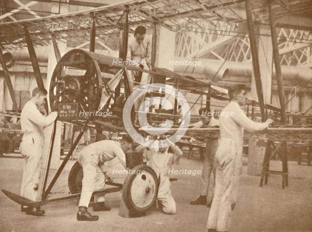 'RAF Apprentices Rigging a Plane at the Technical School, Halton', Buckinghamshire, 1927. Artist: Unknown.