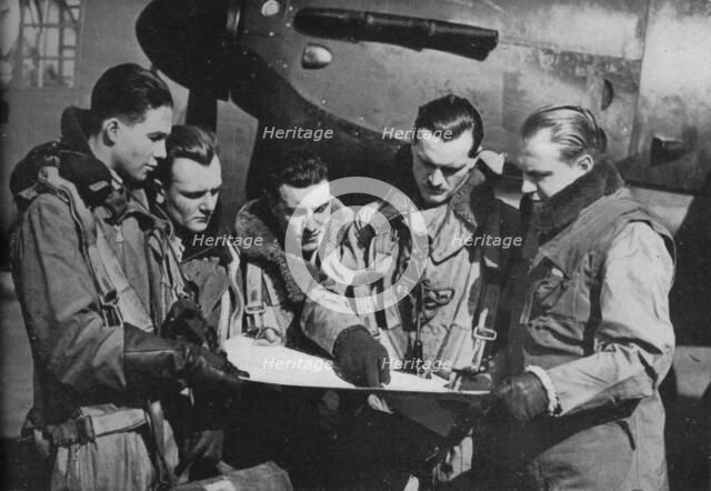 RAF bomber crew, 1941. Artist: Unknown.