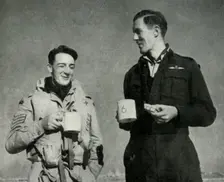 RAF personnel enjoying a cup of tea, Malta, World War II, 1942 (1944). Creator: Unknown