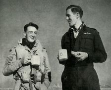 RAF personnel enjoying a cup of tea, Malta, World War II, 1942 (1944). Creator: Unknown