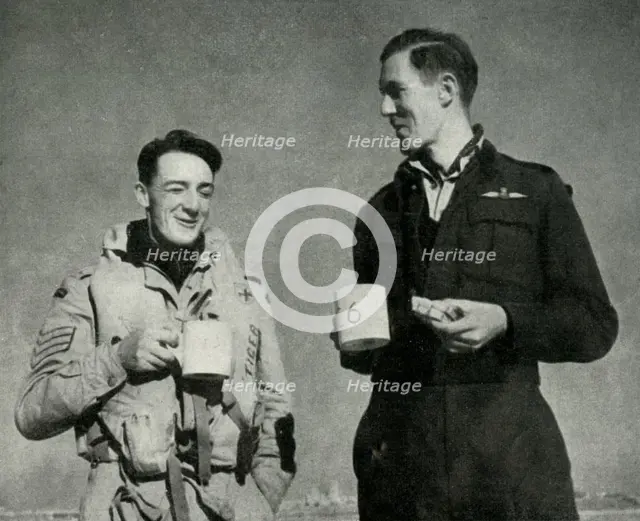 RAF personnel enjoying a cup of tea, Malta, World War II, 1942 (1944). Creator: Unknown.