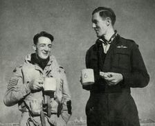 RAF personnel enjoying a cup of tea, Malta, World War II, 1942 (1944). Creator: Unknown