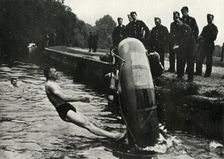 RAF personnel learning to use a dinghy, 1941. Creator: Charles Brown