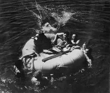 RAF personnel learning to use a dinghy, 1941. Creator: Charles Brown