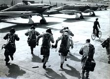 RAF pilots running to their planes, Battle of Britain, World War II, 1940