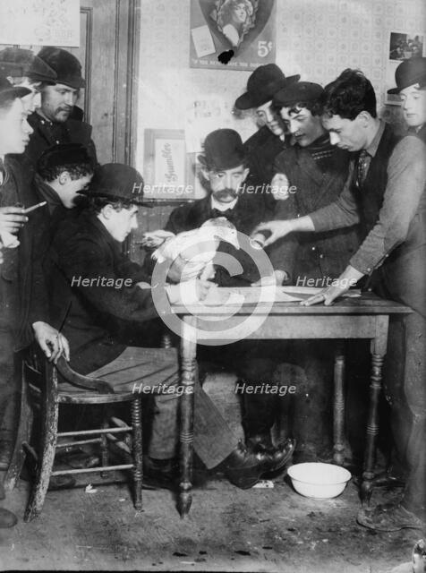 Raffle for goose Xmas [Christmas], 1910. Creator: Bain News Service.