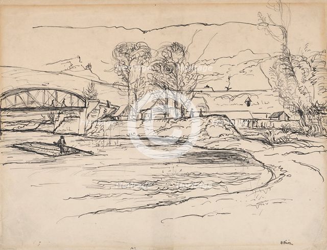 Raft on the Vah River, 1920-1929. Creator: Arnold Peter Weisz-Kubincan.