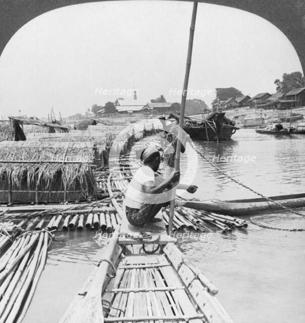 Rafts on the Irrawaddy River, Mandalay, Burma, 1908.  Artist: Stereo Travel Co
