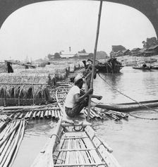 Rafts on the Irrawaddy River, Mandalay, Burma, 1908. Artist: Stereo Travel Co