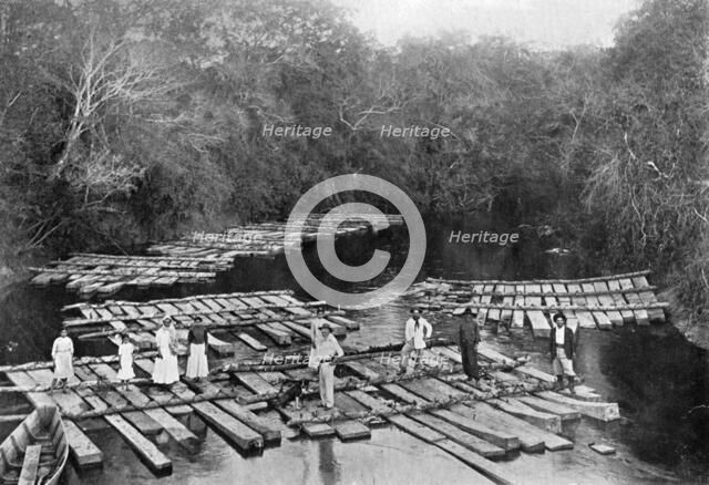 Rafts on the Tebicuary-mi River, Paraguay, 1911. Artist: Unknown