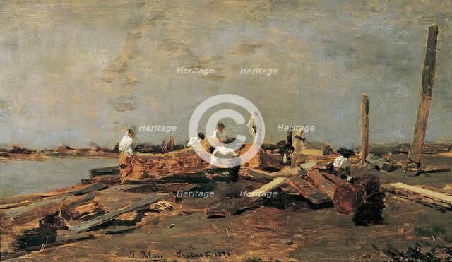 Raftsmen on the Tisza, 1874. Creator: Tina Blau.