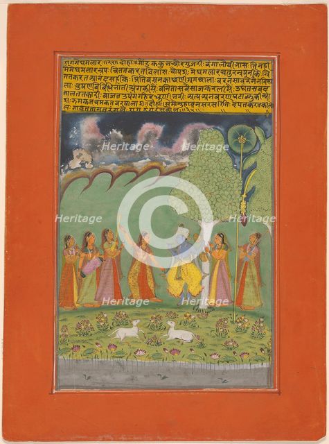 Rag Megh Malar, page from a Garland of Musical Ragas (Ragamala) Set, 1750/70. Creator: Unknown.