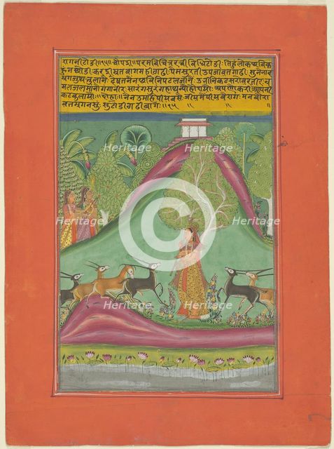 Ragini Todi, Page from a Jaipur Ragamala Set, 1750/70. Creator: Unknown.