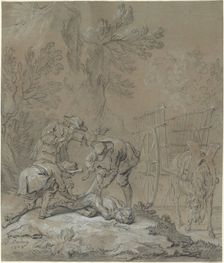 Ragotin lie par les parents du fou, 1727. Creator: Jean-Baptiste Oudry