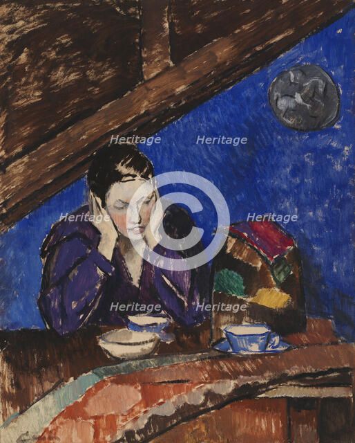 Ragni at the coffee table, 1925. Creator: Alvar Cawén.