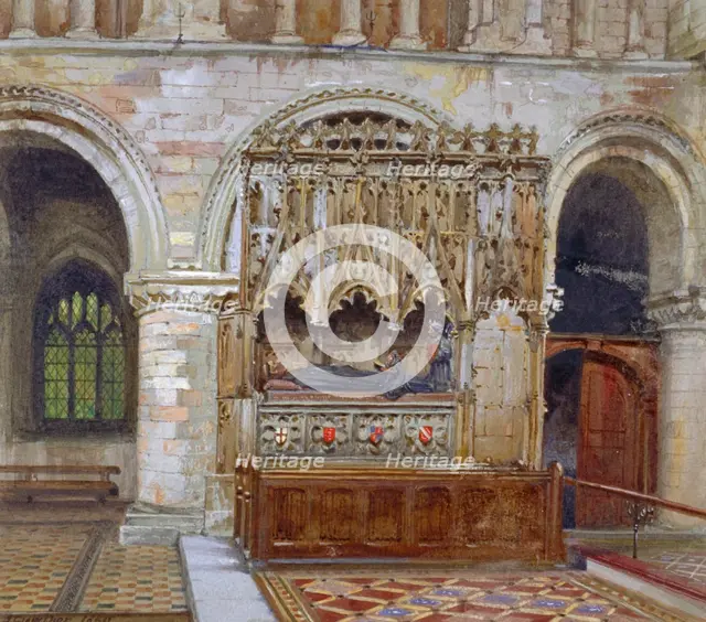 Rahere's tomb, St Bartholomew's Priory, City of London, 1880. Artist: John Crowther