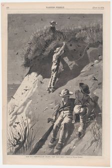 Raid on a Sand-swallow Colony - "How Many Eggs?" (Harper's Weekly, Vol. XVIII), June 13, 1874. Creator: W. H. Lagarde