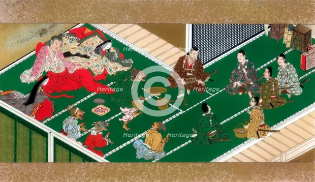 Raiko and his comrades before the demon robber, 17th century (1886). Artist: Unknown