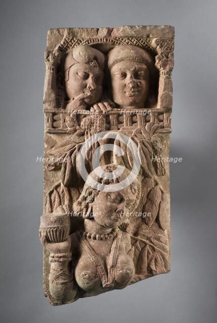 Railing Pillar with Woman and Onlookers, c.50-25 B.C.. Creator: Unknown.