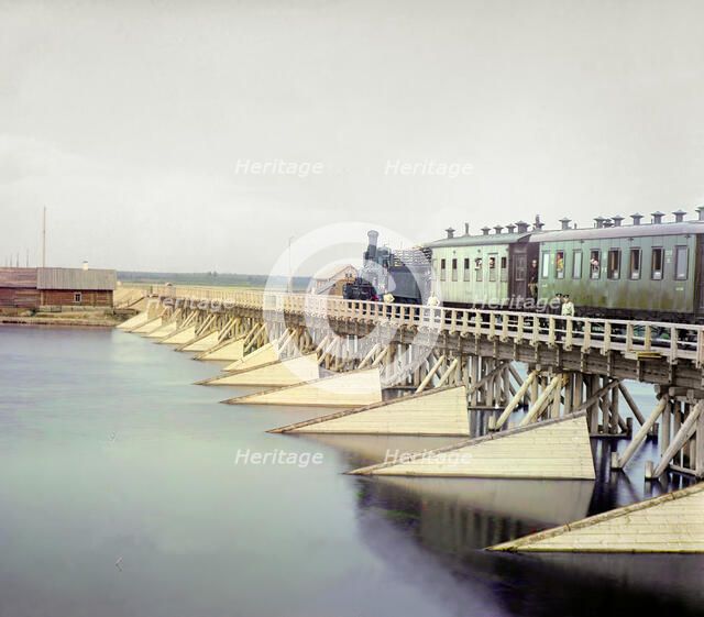 Railroad bridge over the Shuya River, 1915. Creator: Sergey Mikhaylovich Prokudin-Gorsky.