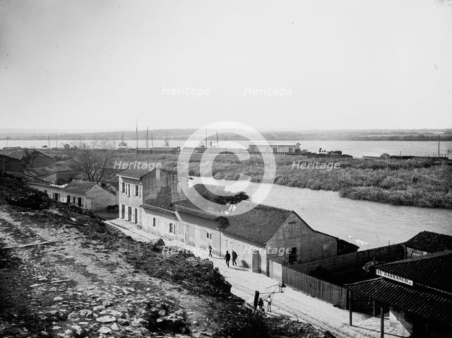 Railroad grounds from the bluff, Tampico, between 1880 and 1897. Creator: William H. Jackson.