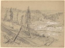 Railroad on the Dalles of the St. Louis, 1882. Creator: Alfred Waud