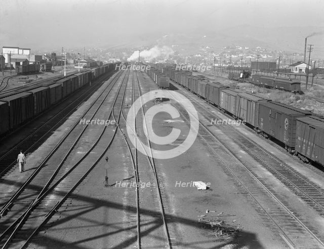 Railroad, outskirts of fast growing town, Klamath Falls, Oregon, 1939. Creator: Dorothea Lange.
