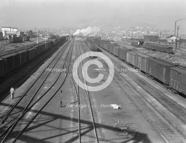Railroad, outskirts of fast growing town, Klamath Falls, Oregon, 1939. Creator: Dorothea Lange.