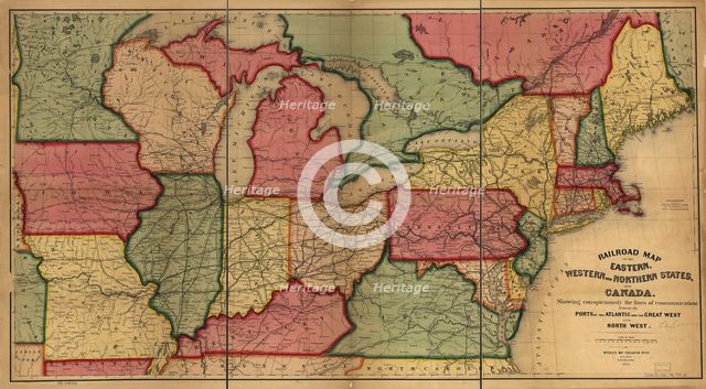 Railroad map of the eastern, western and northern states, and Canada, 1859. Creator: Anonymous master.