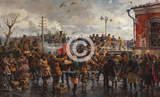 Railroad station, 1948. Creator: Savitsky, Georgi Konstantinovich (1887-1949).