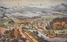 Railroad Through to the Pacific, pub. 1870, Currier & Ives (Colour Lithograph)