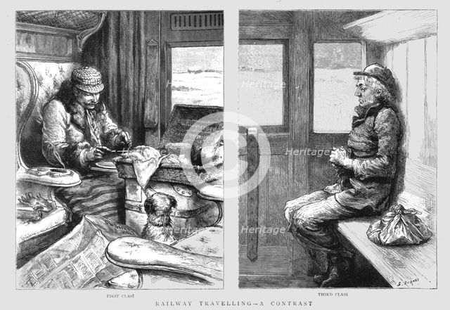 ''Railway Travelling - A Contrast', 1891. Creator: G Durand.