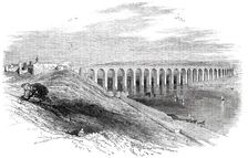 Railway Viaduct over the Tweed, at Berwick, 1850. Creator: Edmund Evans