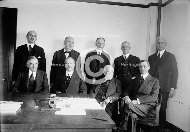 Railway Advisory Board - Standing: Hale Holden; Edward Chambers; Walker D. Hines; John Bart..., 1917 Creator: Harris & Ewing.