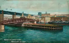 Railway and Swing Bridges, Newcastle-upon-Tyne, c1905