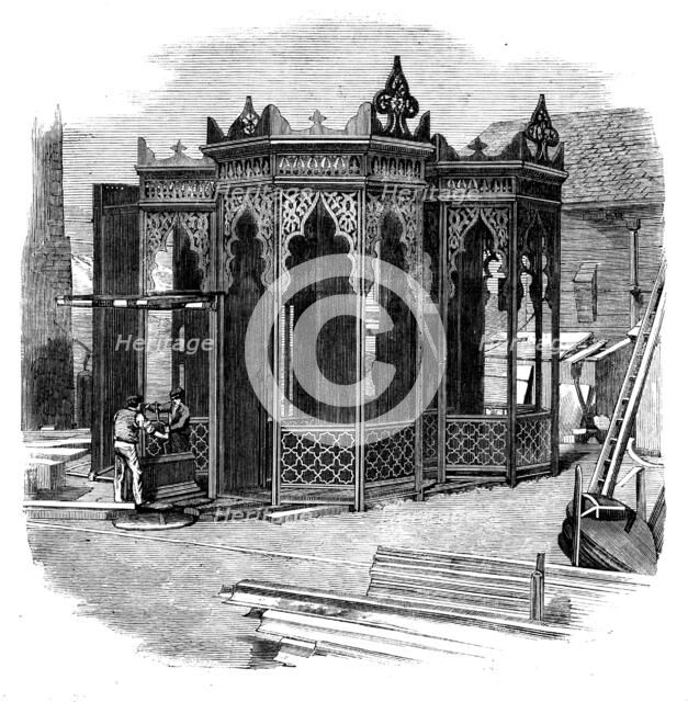 Railway Bridge for India: the Pier Frames, 1858. Creator: Unknown.