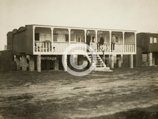 Railway carriage converted into a holiday home, possibly at Shoreham-by-Sea, West Sussex, 1920s. Artist: Unknown.