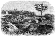 Railway in Panama, Culebra Station, March 1855, vintage engraving