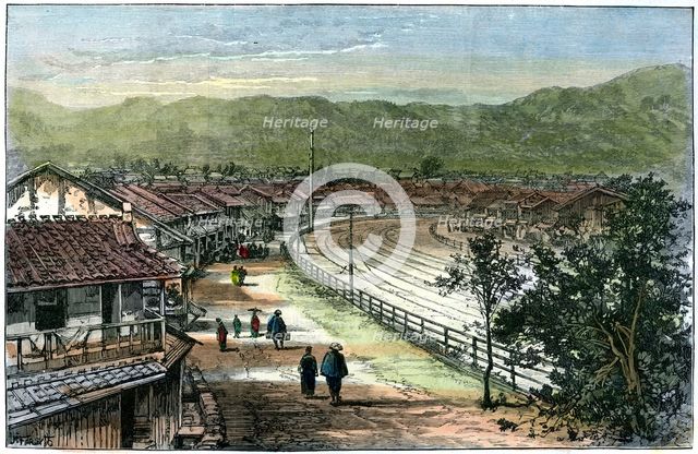 Railway line near Kobe, Japan, 1891. Artist: A Forsyth