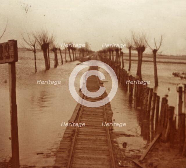 Railway line, Nieuwpoort, Flanders, Belgium, c1914-c1918. Artist: Unknown.