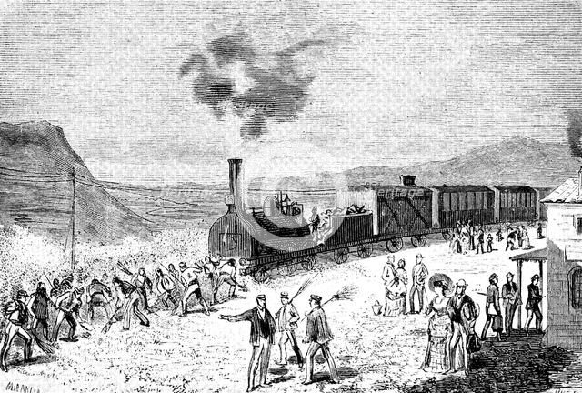 Railway line from Ciudad Real to Badajoz inaugurated in 1852, train stopped by a locust invasion …