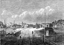 Railway line from Seville to Cadiz, works in the Seville station by the architect of the company …