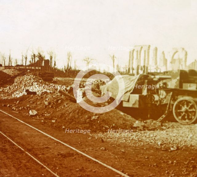 Railway lines at the village of Noordschote, Flanders, Belgium, c1914-c1918. Artist: Unknown.
