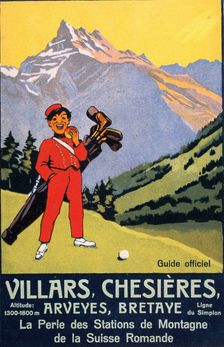 Railway poster advertising golfing holidays, Swiss, c1920s-c1930s. Creator: Unknown
