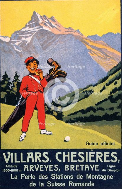 Railway poster advertising golfing holidays, Swiss, c1920s-c1930s. Creator: Unknown.